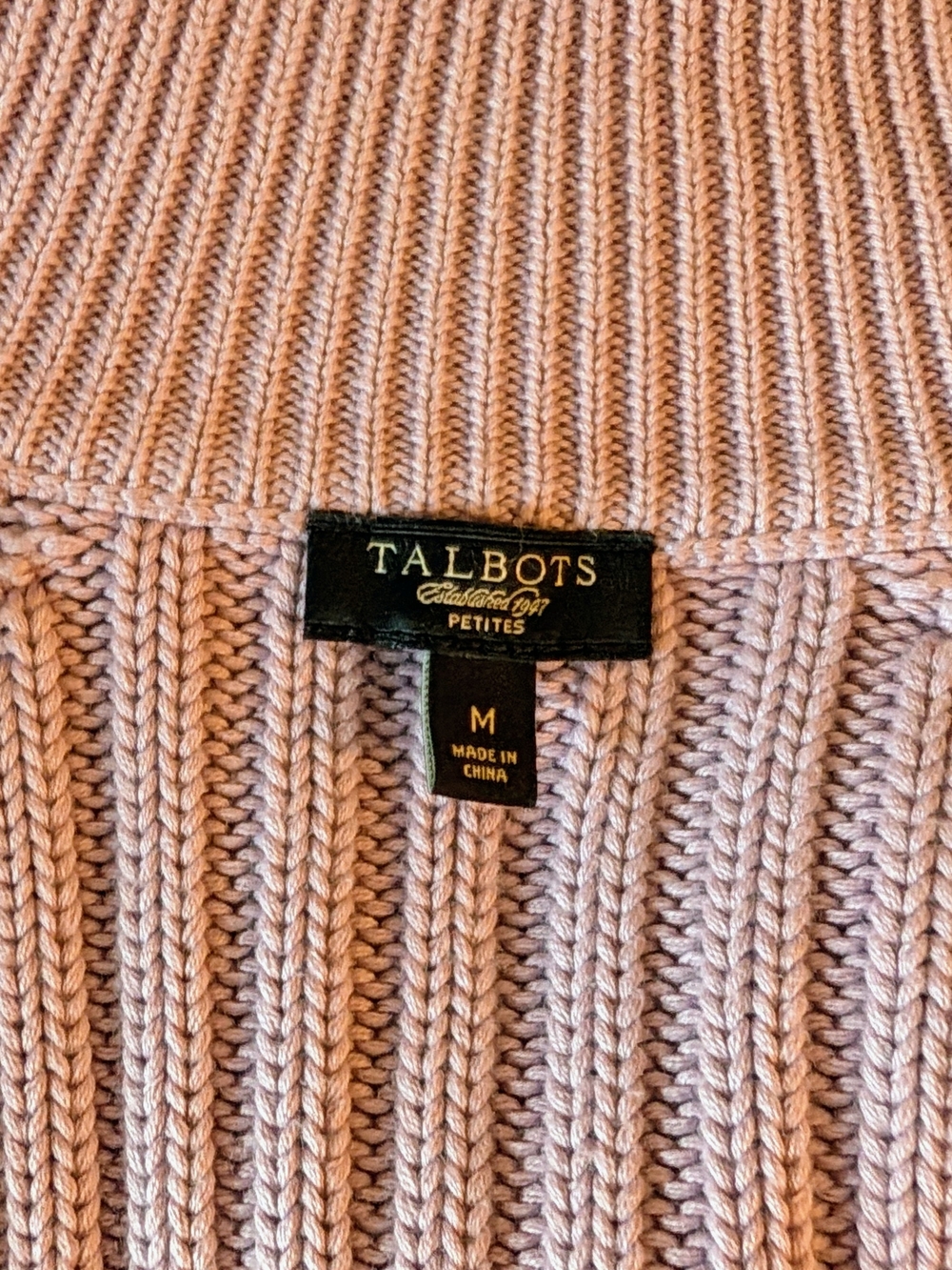 Talbots Lavender Ribbed Zip-Front Cardigan - Picture 5 of 7